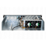 Åbent Chieftec UNC-210T-B-U3-OP 2U-rack med to køleventilatorer og interne tilslutninger set forfra.