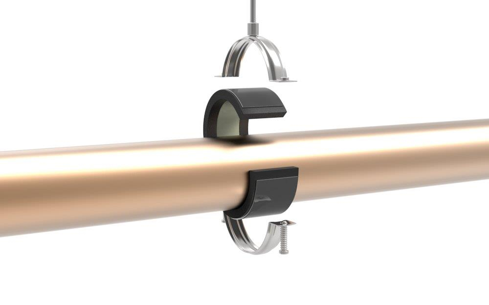Isoglobal rørbærer RF, 50 x 19 mm, M8/M10, inkl. galv. bøjle og ...