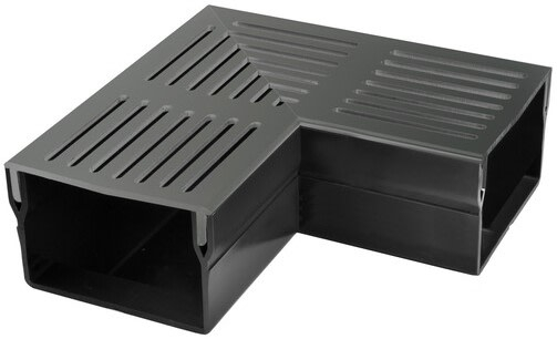 Star Drain 100 x 53 mm PVC-hjørne med sort aluminiumsrist ‒ WATTOO.DK