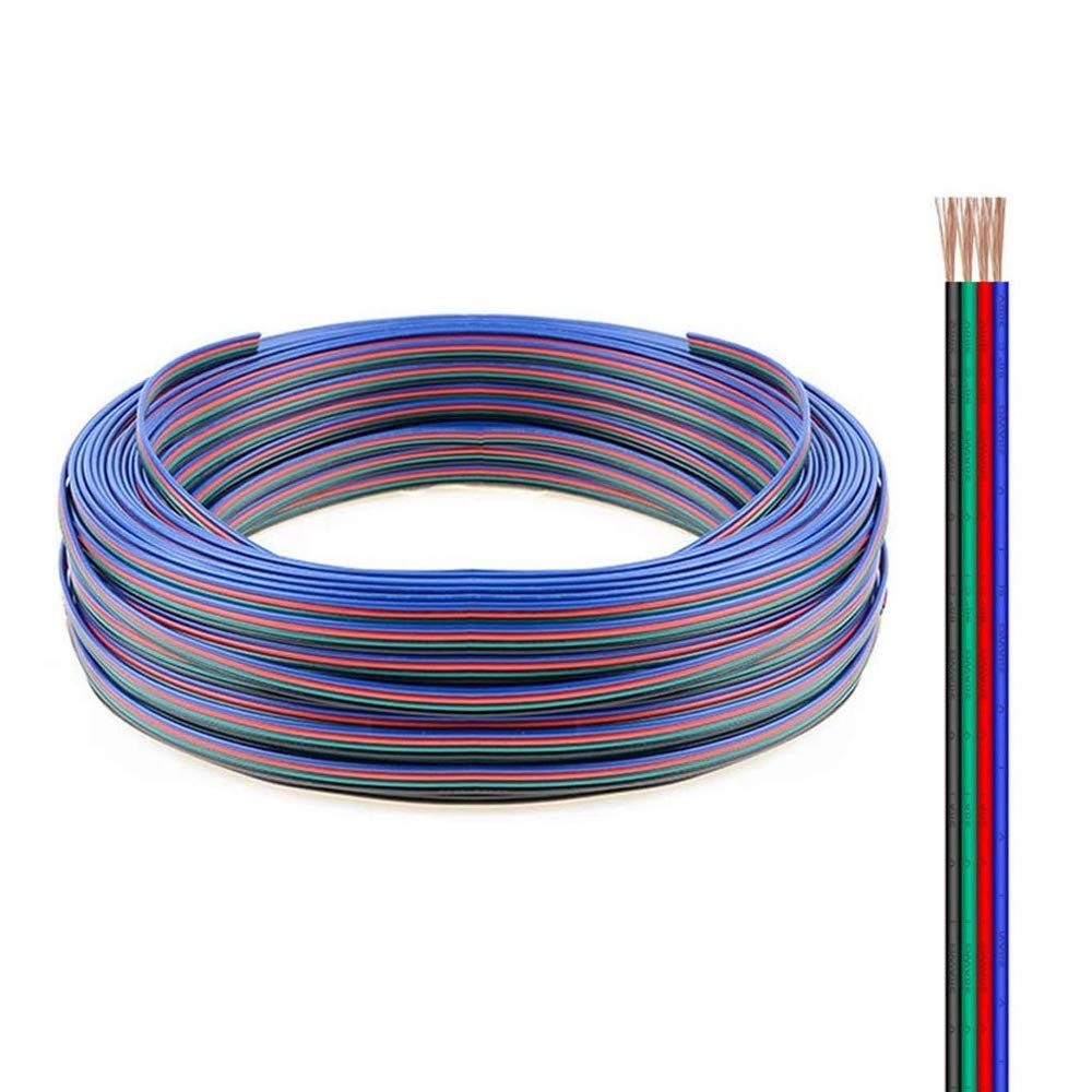 12-24V RGB ledning til LED strips - 4 ledet, 100 meter rulle ‒ WATTOO.DK