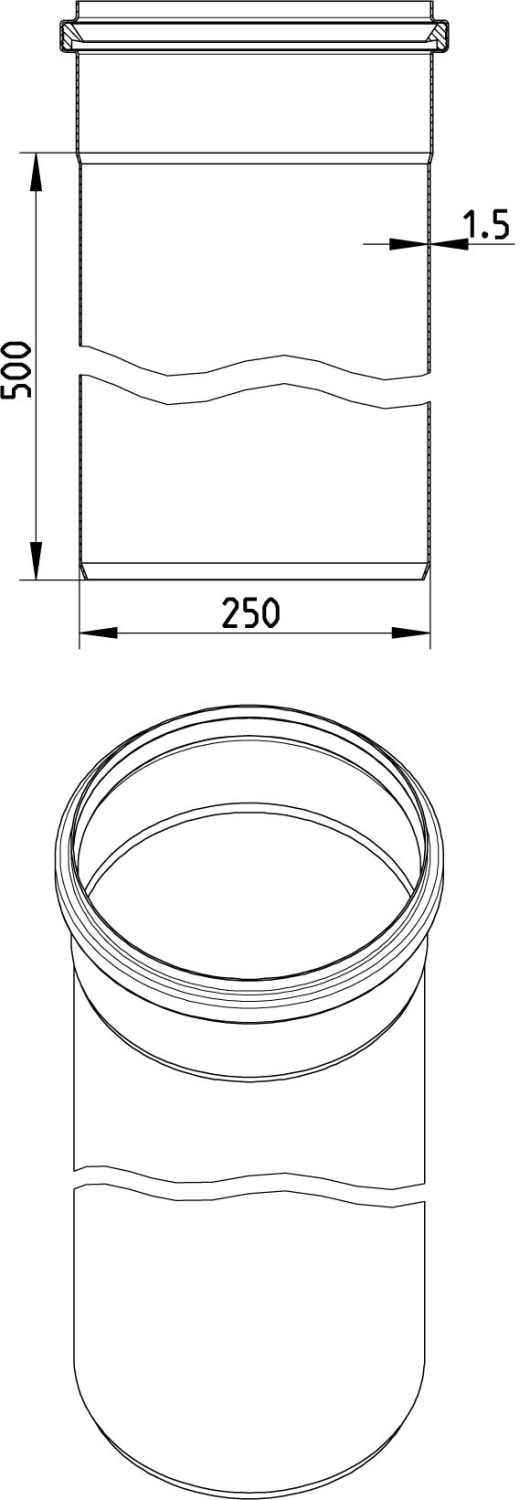 Rør, L: 500mm, Ø250mm - Blücher (160136050) billigt ‒ WATTOO.DK