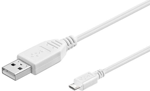 USB A til USB Micro B kabel, USB 2.0, 5 meter, hvid, Micro USB B 5P ...