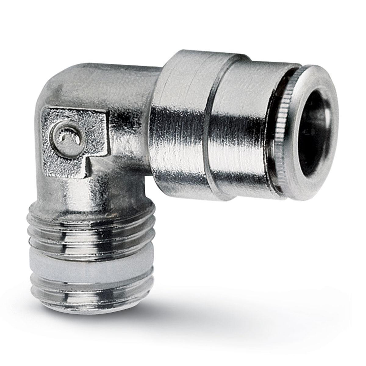 Push-in fitting, fixed male elbow, 12mm tube, 1/4 gevind S6500 12-1/4 ...