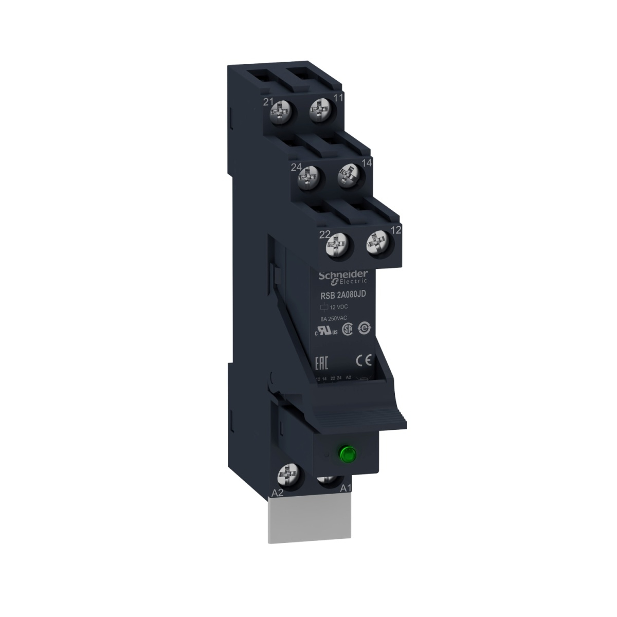 Rsb relæ med sokkel, 2 C/O, 8A, 12VDC (7522605504) billigt ‒ WATTOO.DK