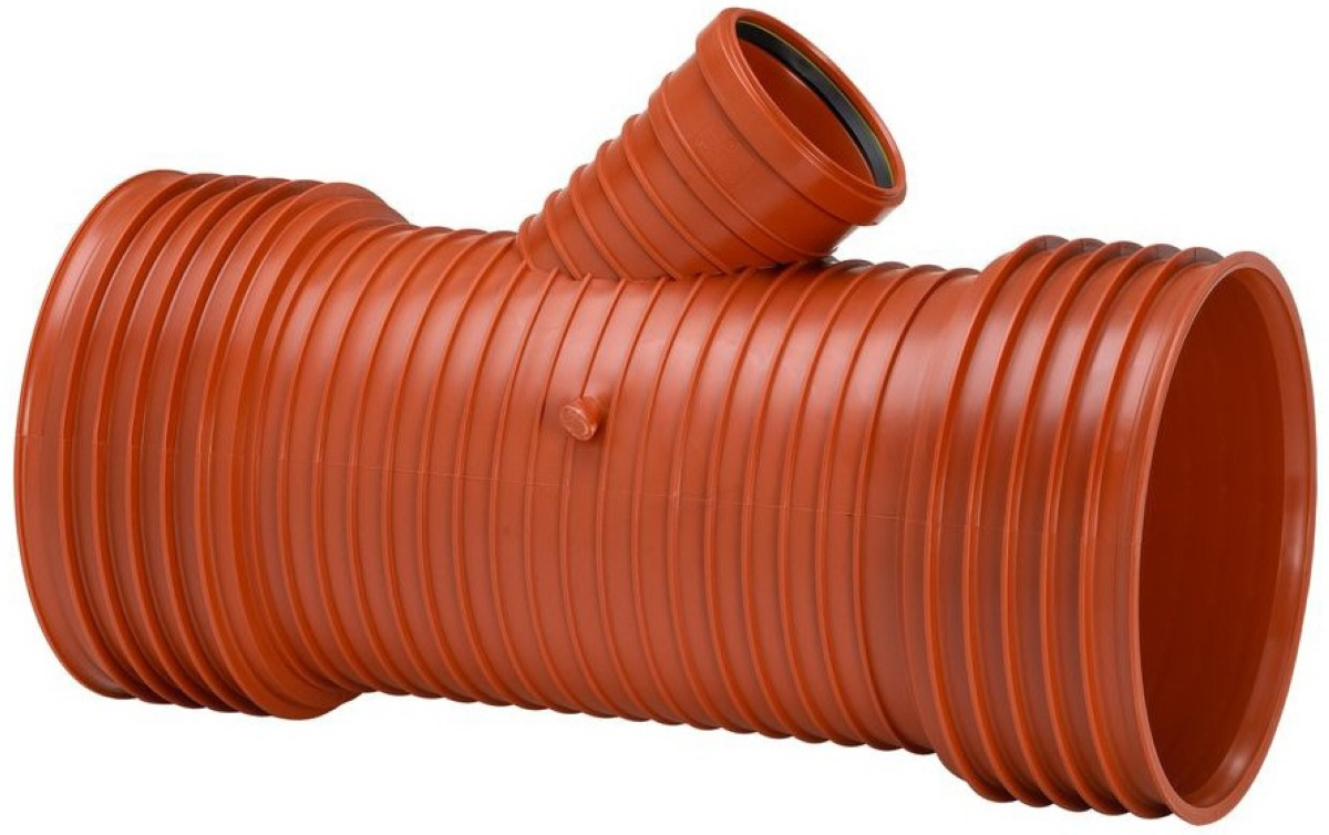 Uponor Double/Rib2 PP-grenrør 315 x 110 mm, 45 grader - uden gummiring