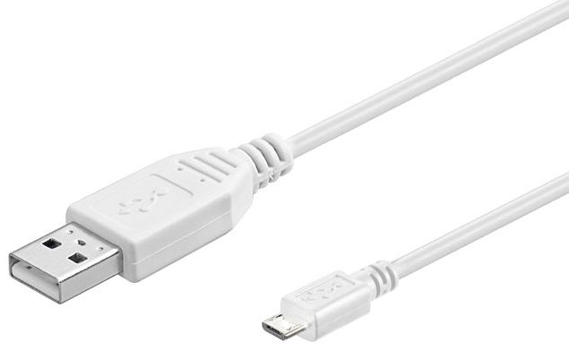 USB A til USB Micro B, version 2.0, hvid, 0,3 meter, USB2.0 A - Micro ...