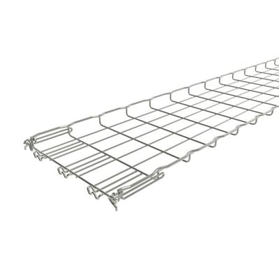 Nærbillede af Legrand gitterbakken viser Fasclic+ samlingssystemet og den beskyttende sikkerhedskant for kabler.