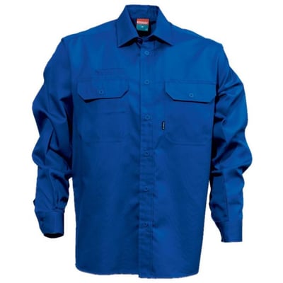 Kansas kongeblå skjorte i 100% bomuld med lange ærmer, to brystlommer og integreret blyantlomme.