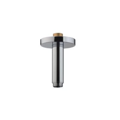 Hansgrohe loftbefæstigelse med roset, vist fra siden med et messinggevind øverst og et 3/4" gevind nederst.