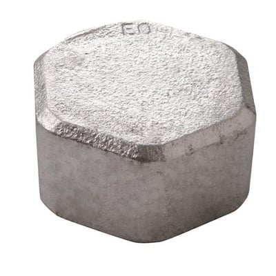 Slutmuffe i galvaniseret stål med 1" indvendigt gevind, hexagonal form for montering med værktøj.