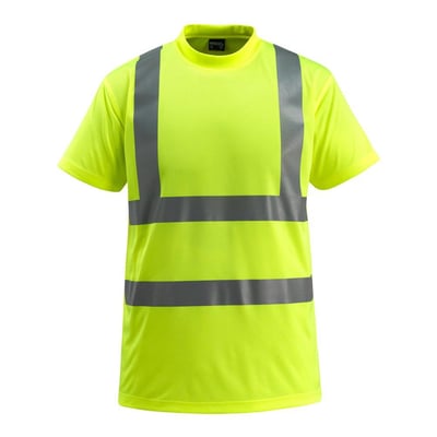 Bagfra af Mascot T-shirt Townsville HI-VIS i gul str. S, med synlige reflekser og Mascot logo i nakken.