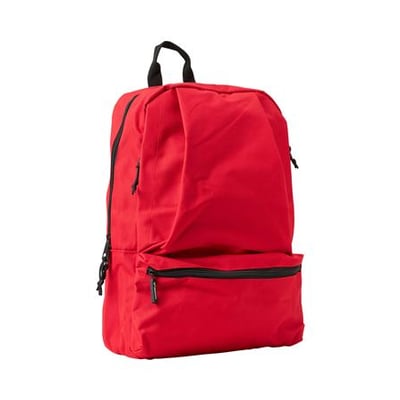 ID Identity rygsæk i slidstærkt, rødt ripstop materiale med stort hovedrum og flere frontlommer med lynlås.