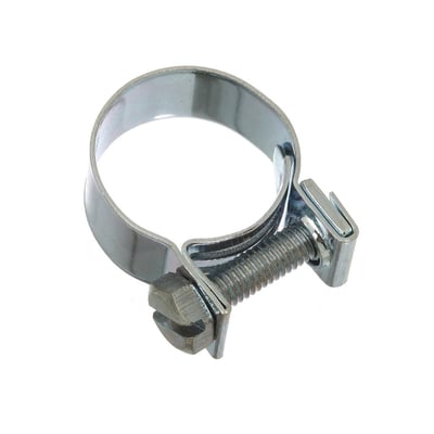 MichLar Miniaba G spændebånd til slanger med spændevidde på 8-10,3 mm, lavet af galvaniseret stål.