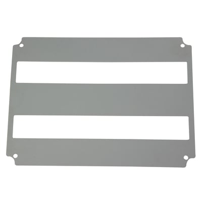 Fibox dækplade 264x363x2 mm i grå med tre rektangulære udskæringer, passer til DIN-indsats.