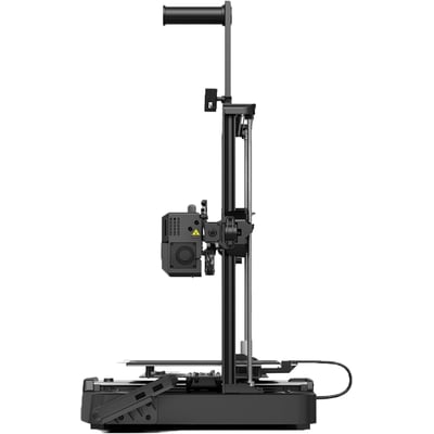 Sideprofil af Ender-3 V3 KE 3D printeren i sort, viser printerens ramme og printhoved.