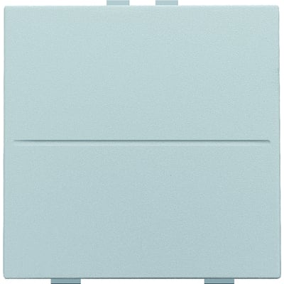 Niko trådløs tangent til 2-tryksafbryder i sterling design med to lyseblå clips på toppen og bunden.