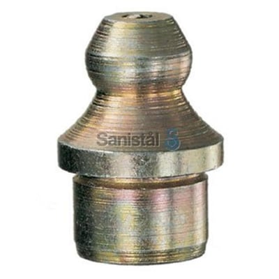 H1 lige smørenippel i stål med 8 mm gevind og glat tap til effektiv fedtsmøring, vist på hvid baggrund.