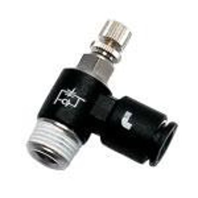 Parker Legris kontraventil 7665 med flow regulator, Ø8 mm og R1/8 gevind af teknisk polymer.