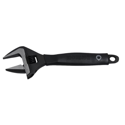 Ironside Ergo-skiftenøgle på 150 mm, 6", med sort gummihåndtag, synlig måleskala og justerbart kæbeparti.