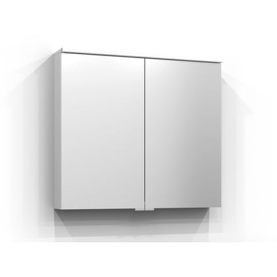 Hvidt Svedbergs Sarek spejlskab på 80 cm med to spejllåger og integreret LED-lys, set lige forfra.