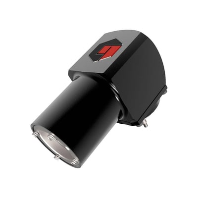 Norbar vinkelgear-adapter til EBT 72/80/92/119 med sort, vinklet gearhus og rund metaltilslutning.