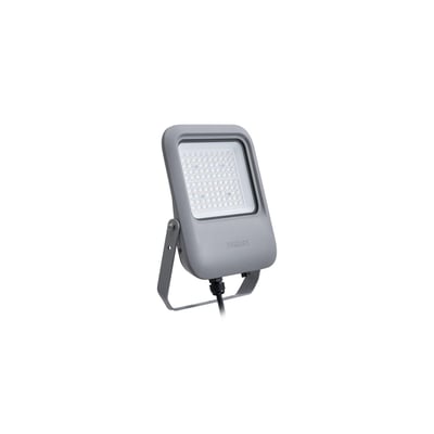 Philips CoreLine Tempo Small BVP102 All-in-projektør i gråt med synlige LED'er, monteringsbøjle og kabel.