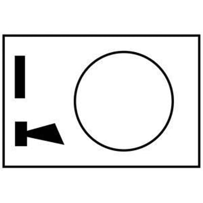 Schneider Electric Harmony skilt i plast, 30x40 mm, hvid med sort 'I' og horn symbol til XAC vandret montering.