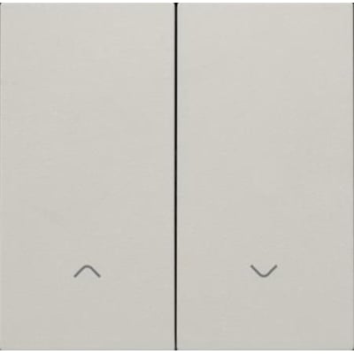 Niko tangent til smart motorbetjening i lysegrå med symboler for op og ned, vist på hvid baggrund.