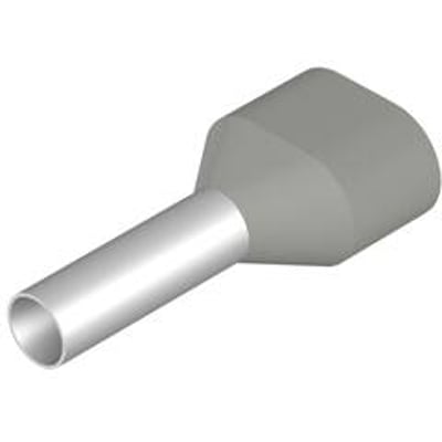 Enkel grå Weidmüller isoleret terminalrør H4,00 med dobbelt isolering og metalstift.