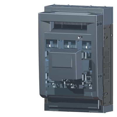 Siemens 3-polet sikringsafbryder 3NP1 NH1 til 250A med 70mm dækplade og boksterminaler, vist i en 3D-rendering.