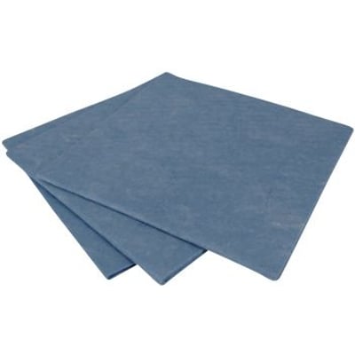 Tre blå altmuligklude stablet ovenpå hinanden, viser en meleret tekstur og viser produktets kraftige sugeevne.