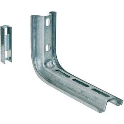 Wibe Omega SO konsol i 600mm bredde og Zinc+ overflade, vist med en separat monteringsklemme på hvid baggrund.