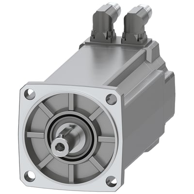 Siemens Simotics S-1FK2 HD servomotor med 8 Nm drejningsmoment og 2,1 kW effekt, vist fra siden med aksel og monteringsflange.