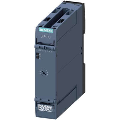 Siemens SIRIUS elektronisk tidsrelæ med stjerne-trekant funktion, model 3RP2574-1NW30, med skrueklemme og 12-240V spændingsområde.