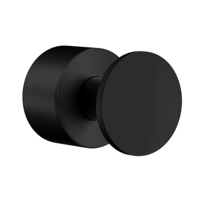 Smedbo Home håndklædekrog i mat sort messing med en diameter på 19 mm, vist med skjult montering.