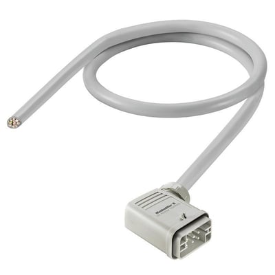 Weidmüller-kabel til transmission af elektrisk energi, type 2712490500, med gråt kabel, synlige ledere og stik.