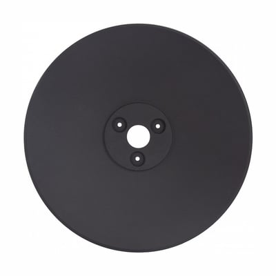 Rund, sort SpectrumLED-plade til Spectrum væglampe med centralt hul og monteringshuller, Ø30 cm og 3 cm høj.
