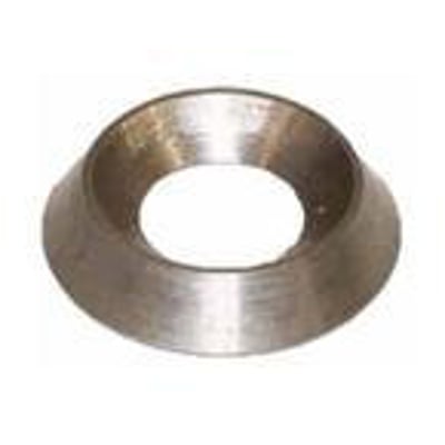 Enkel pynteskive i massivt rustfrit A2 stål, fremviser den kegleformede profil og en centreret åbning.