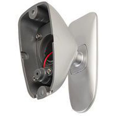 GJD149, et bevægeligt beslag i sølvgrå farve, der viser indvendige ledninger og monteringsmuligheder.