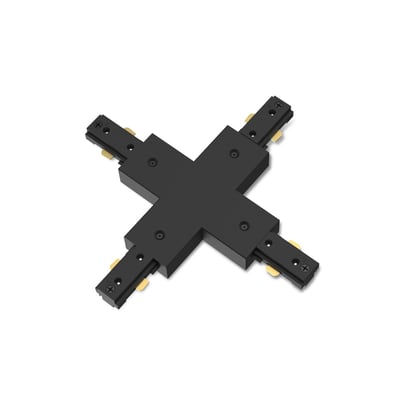 Sort Philips EasyLink X-stik til skinnesystem, med fire tilslutninger arrangeret som et kryds.