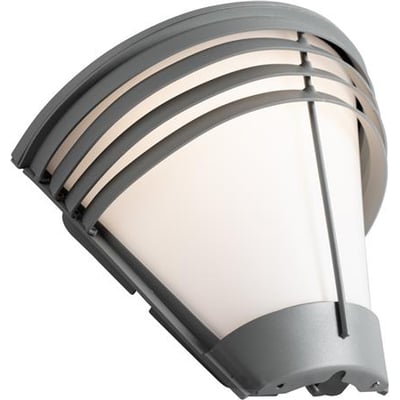 Hide-a-lite Pave Deco IV vægarmatur i grå med opalt glas og buet, rillet skærm.