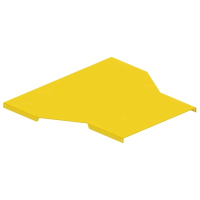 Schneider Electric låg til reduktionsstykke 200-100x1mm FZS C2 RAL10 i klar gul farve, vist fra et skråt vinkel på hvid baggrund.