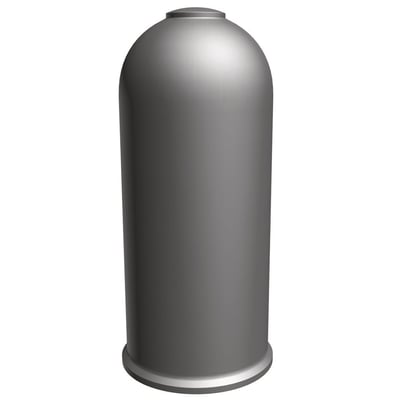 Grå endeafslutning til LPH 70 systemet, model 4235.0228.0, med rund top og en flad bund. Fremstår robust og funktionel.