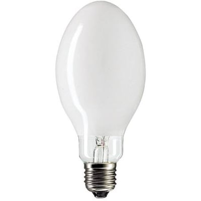Philips Lighting Mastercity WH CDO-ET Plus 70W 828 E27 keramisk halogenlampe med æggeformet, opaliseret kolbe og metalgevind.