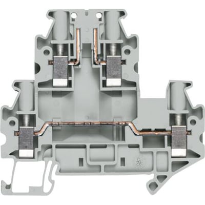 Siemens Tow-Tier klemme, 1-polet, 4qmm, 6,2mm, med synlig kobberleder og skrueterminaler i grå plast.