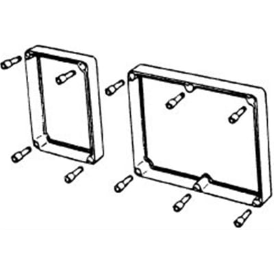 Illustration af Fibox SOLID EKUZR mellemrammer og løse skruer, der viser monteringsprincippet for serien.