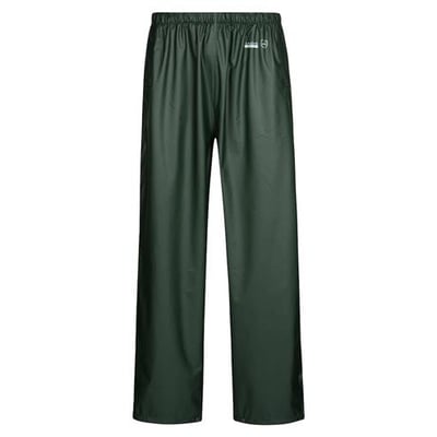 Grønne regnbukser fra Lyngsøe Rainwear, model LR41 i størrelse M, med elastik i taljen.