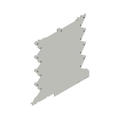 Weidmüller-sidepanel til modulært hus i agategrå plast, vist skråt med fremspringende monteringsclips.