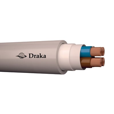 Draka EASYSTRIP Eca 4X6 HF90GR installationskabel med fire kobberledere, isoleret og i en lys grå kappe.