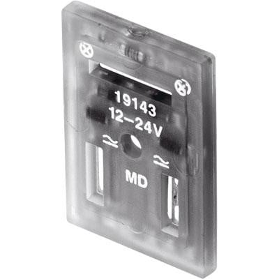 Festo Illuminationsforsegling MF-LD-230AC, en gennemsigtig plastkomponent med mærkat der viser 19143 12-24V og MD.